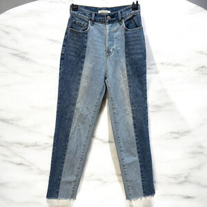 Women's Pacsun High Rise Straight Jeans Size M TwoTone Colorblock Denim Size 24